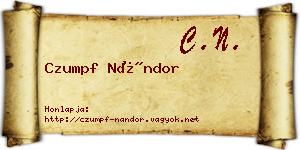 Czumpf Nándor névjegykártya